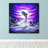 Moonlight Dolphin Leinwanddruck (Insitu (Holzboden))