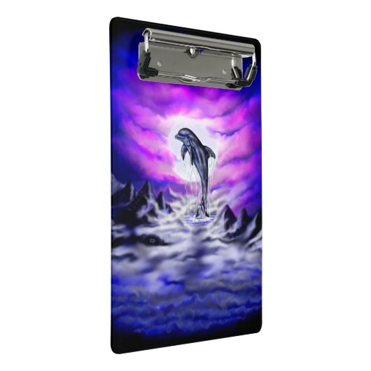 Moonlight Dolphin Mini Klemmbrett (Schrägansicht)