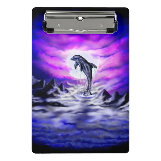 Moonlight Dolphin Mini Klemmbrett (Vorderseite)