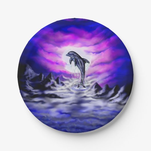 Moonlight Dolphin Pappteller (Vorderseite)