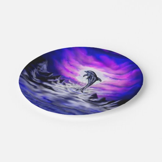 Moonlight Dolphin Pappteller (Schrägansicht)