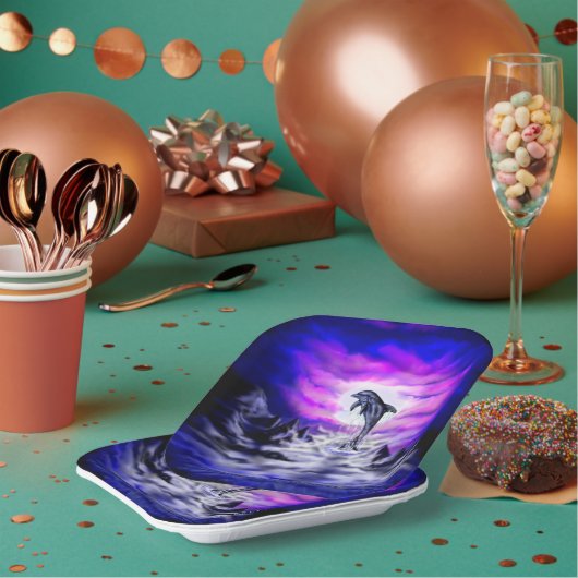 Moonlight Dolphin Pappteller (Multi)