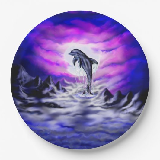 Moonlight Dolphin Pappteller (Vorderseite)