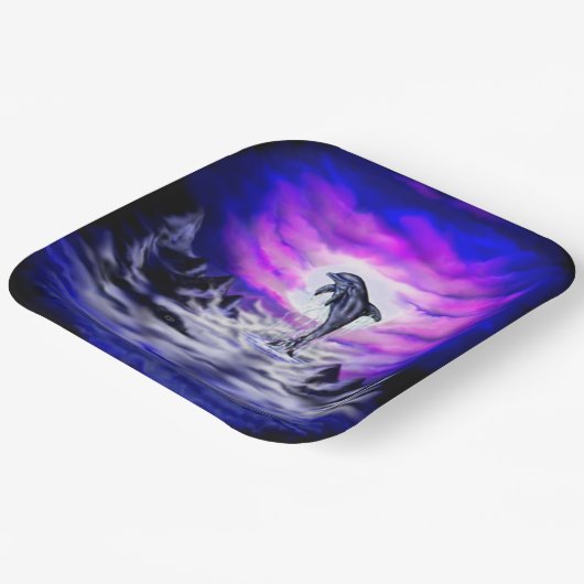 Moonlight Dolphin Pappteller (Gewinkelt)