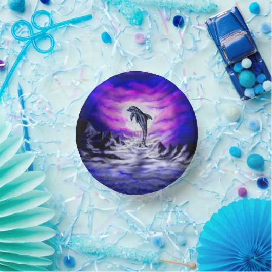 Moonlight Dolphin Pappteller (Party)