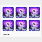 Moonlight Dolphin Quadratischer Aufkleber (Blatt)