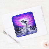Moonlight Dolphin Quadratischer Aufkleber (Umschlag)