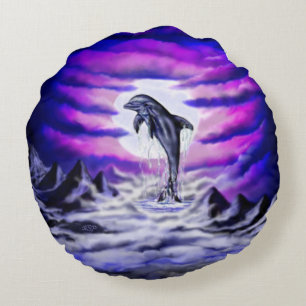 Moonlight Dolphin Rundes Kissen
