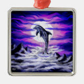 Moonlight Dolphin Silbernes Ornament (Vorne)