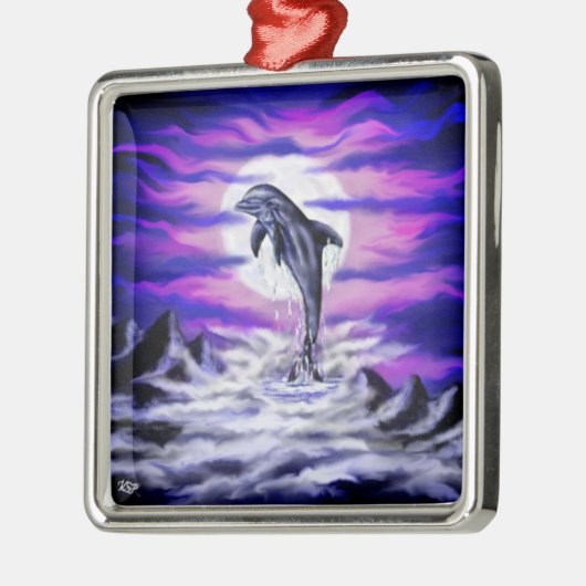 Moonlight Dolphin Silbernes Ornament (Links)