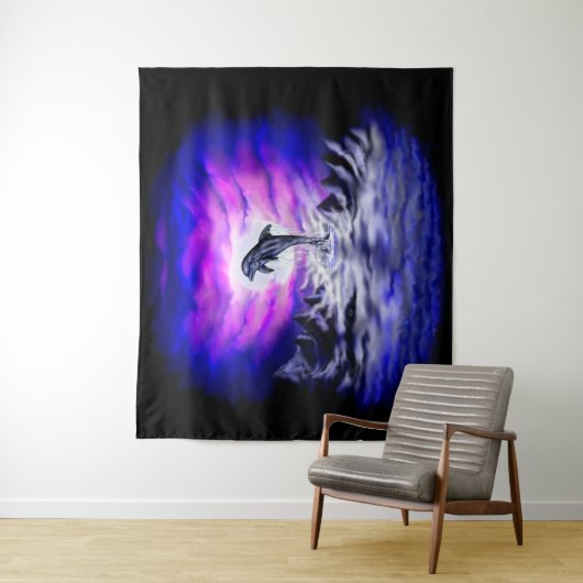 Moonlight Dolphin Wandteppich (Beispiel)