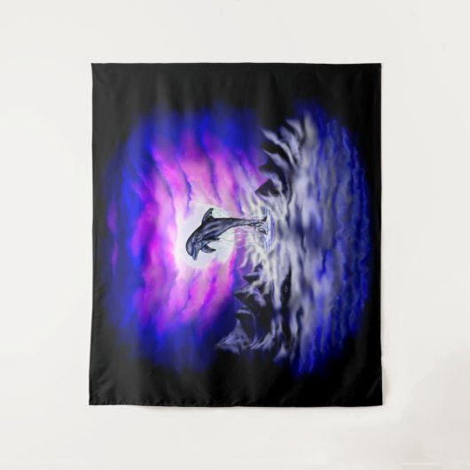 Moonlight Dolphin Wandteppich (Vorderseite)