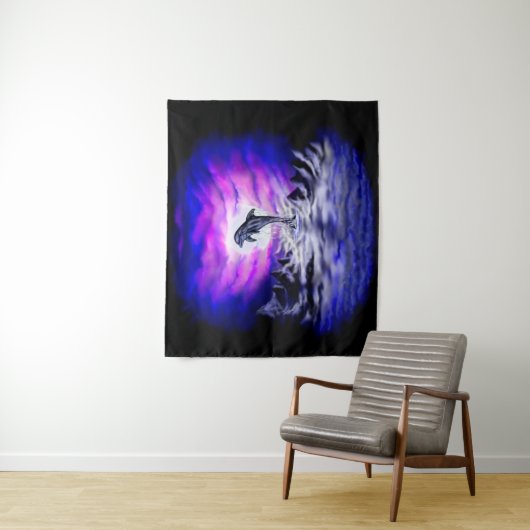 Moonlight Dolphin Wandteppich (Beispiel)