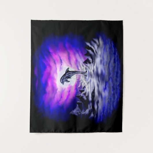 Moonlight Dolphin Wandteppich (Vorderseite)