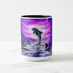 Moonlight Dolphin Zweifarbige Tasse