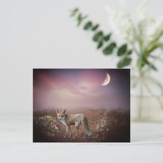 Moonlight Dream Fox Szene Postkarte (Stehend Vorderseite)