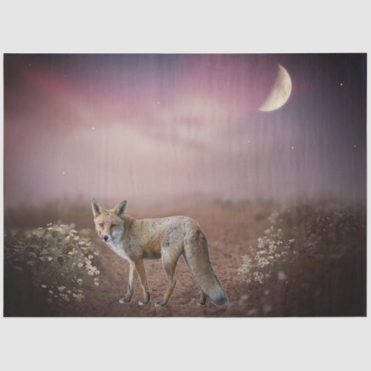 Moonlight Dream Fox Szene Seidenpapier (Vorderseite)