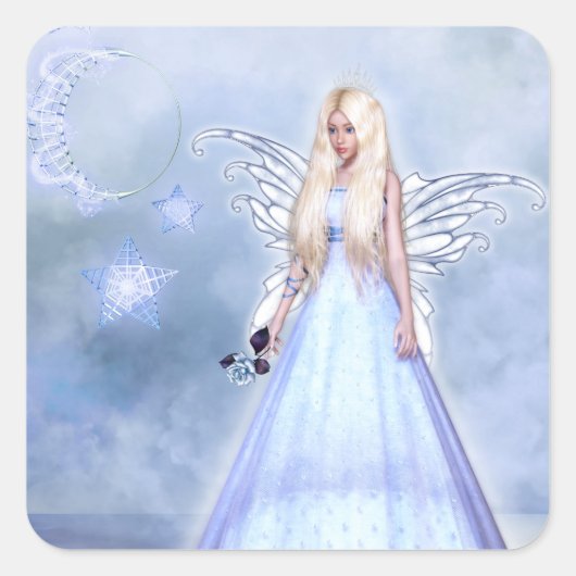 Moonlight Fairy Princess Quadratischer Aufkleber (Vorderseite)