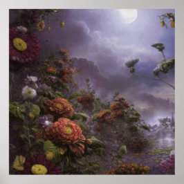 Moonlight Fantasy Magic Garden Landschaft Poster