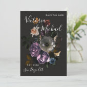 Moonlight Floral Save the Date Hochzeitseinladung Einladung (Stehend Vorderseite)