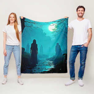 Moonlight Forest Spirits Design Fleecedecke