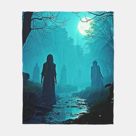 Moonlight Forest Spirits Design Fleecedecke (Vorderseite)
