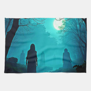 Moonlight Forest Spirits Design Geschirrtuch