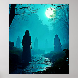 Moonlight Forest Spirits Design Poster