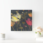 Moonlight Garden on Black Quadratische Wanduhr (Zuhause)