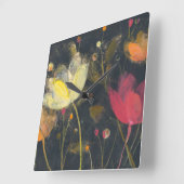 Moonlight Garden on Black Quadratische Wanduhr (Winkel)