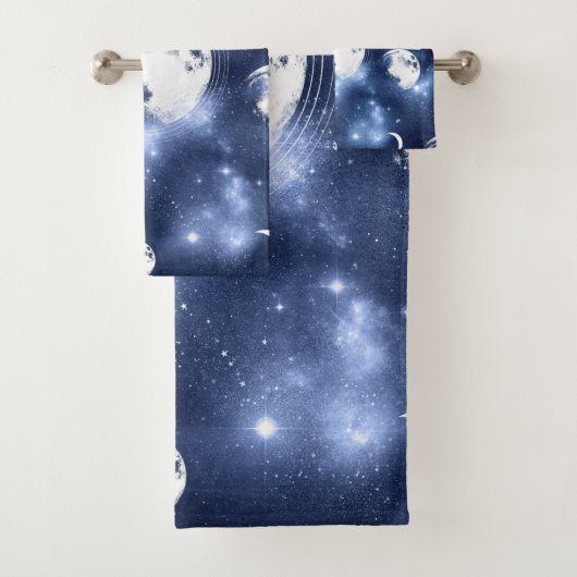 Moonlight Glow Moon Phasen in Sky Clouds Badhandtuch Set (Insitu)