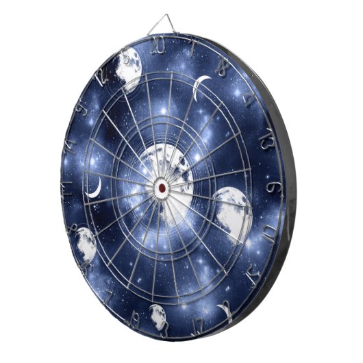 Moonlight Glow Moon Phasen in Sky Clouds Dartscheibe (Vorderseite rechts)