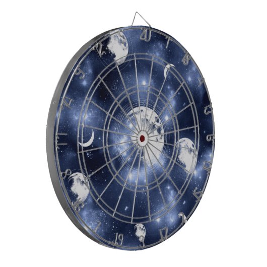 Moonlight Glow Moon Phasen in Sky Clouds Dartscheibe (Vorderseite Links)