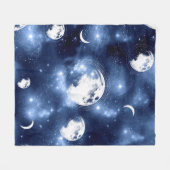 Moonlight Glow Moon Phasen in Sky Clouds Fleecedecke (Vorderseite (Horizontal))