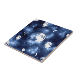 Moonlight Glow Moon Phasen in Sky Clouds Fliese