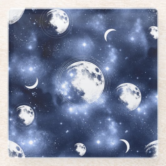 Moonlight Glow Moon Phasen in Sky Clouds Glasuntersetzer (Vorderseite)