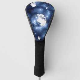 Moonlight Glow Moon Phasen in Sky Clouds Golf Headcover