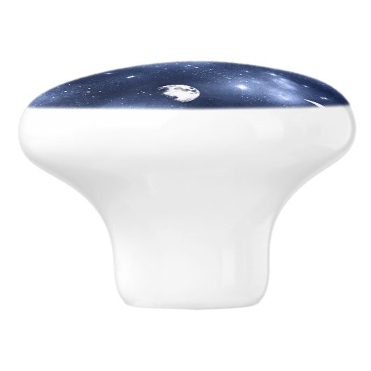 Moonlight Glow Moon Phasen in Sky Clouds Keramikknauf (Seitenansicht)