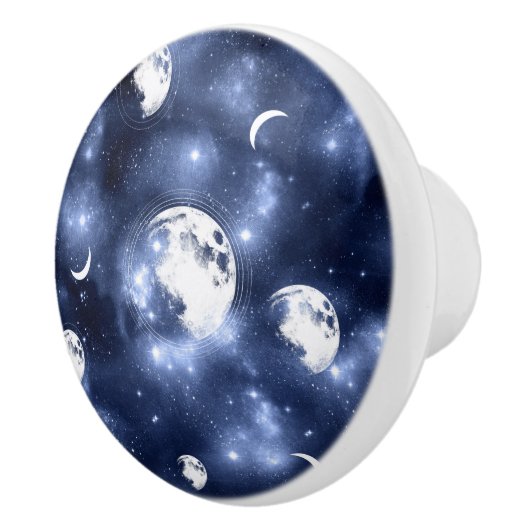 Moonlight Glow Moon Phasen in Sky Clouds Keramikknauf (Rechts)