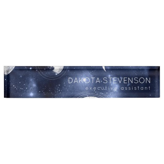 Moonlight Glow Moon Phasen in Sky Clouds Namensplakette (Vorderseite)