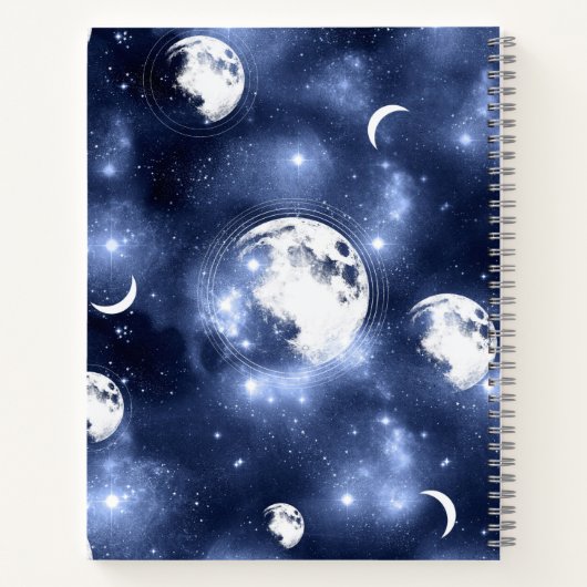 Moonlight Glow Moon Phasen in Sky Clouds Notizblock (Rückseite)