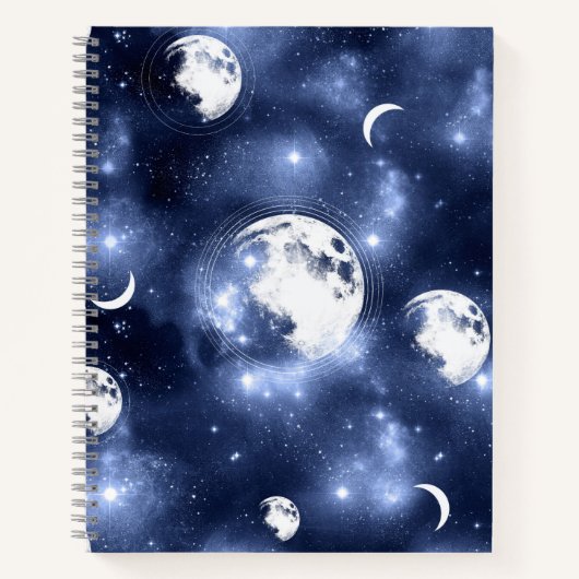 Moonlight Glow Moon Phasen in Sky Clouds Notizblock (Vorderseite)