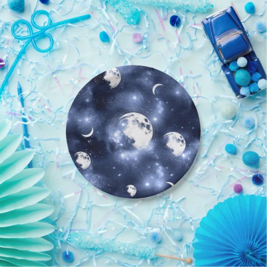 Moonlight Glow Moon Phasen in Sky Clouds Pappteller (Party)