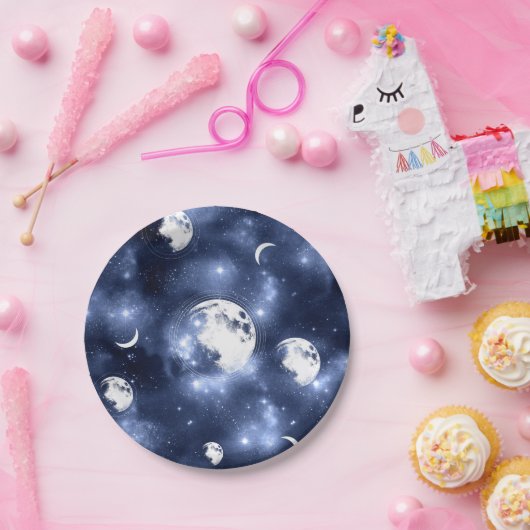 Moonlight Glow Moon Phasen in Sky Clouds Pappteller (Party)