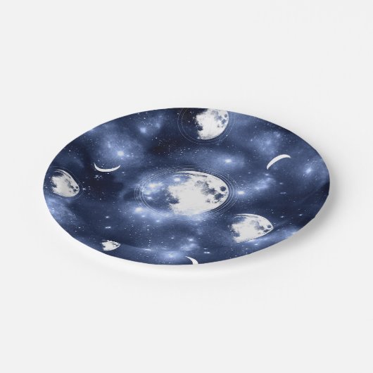 Moonlight Glow Moon Phasen in Sky Clouds Pappteller (Schrägansicht)