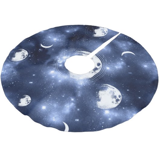 Moonlight Glow Moon Phasen in Sky Clouds Polyester Weihnachtsbaumdecke (Schrägansicht)