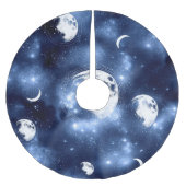 Moonlight Glow Moon Phasen in Sky Clouds Polyester Weihnachtsbaumdecke (Vorderseite)