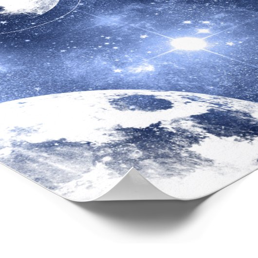 Moonlight Glow Moon Phasen in Sky Clouds Poster (Ecke)