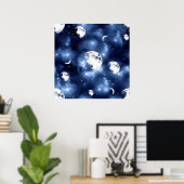Moonlight Glow Moon Phasen in Sky Clouds Poster (Heimbüro)