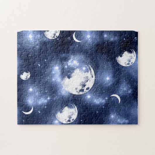 Moonlight Glow Moon Phasen in Sky Clouds Puzzle (Horizontal)